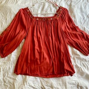 Lauren Conrad Orange Square Neck Babydoll Top